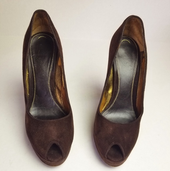 Vintage Prada Brown Suede Open Toe Shoes H… - Picture 2 of 8